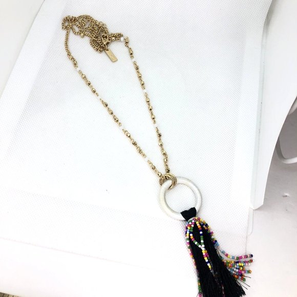 Macy's I.N.C. International Concepts Goldtone Bead Black Tassel 30"  Necklace - Picture 1 of 6